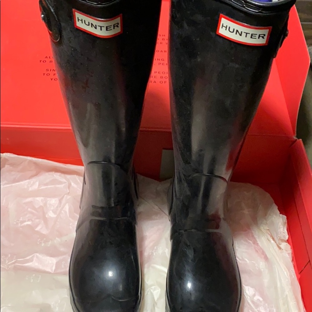 Black Hunter rain boots in original box
